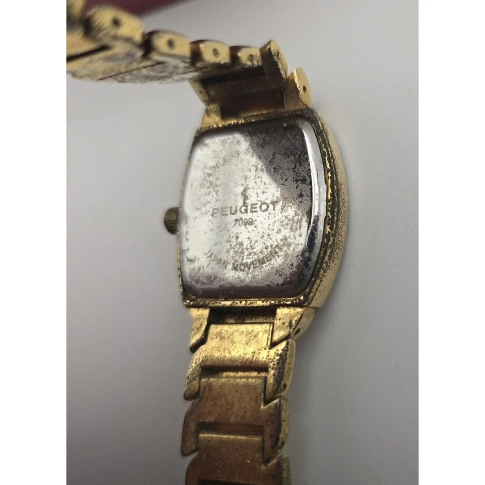 Peugeot 7099G Gold Tone Crystal Bezel‎ Bracelet Watch Women's W/ Box -2896